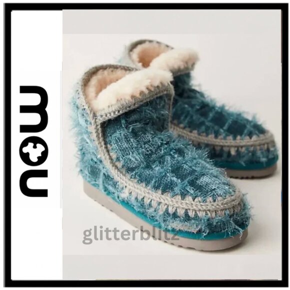 MOU Eskimo 18 Wooly Glacier Boots in Petrol Blue EU 39 - Size 8.5 / 9 NWT - Picture 1 of 16